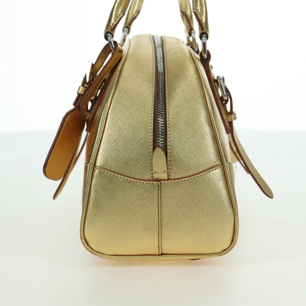 PRADA Hand Bag Safiano leather Gold Auth 179187SV