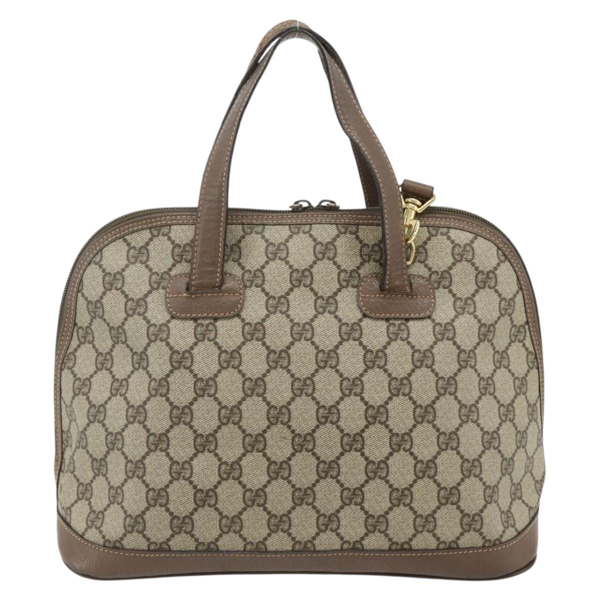 GUCCI GG Supreme Hand Bag PVC 2way Beige Gold Auth 179199