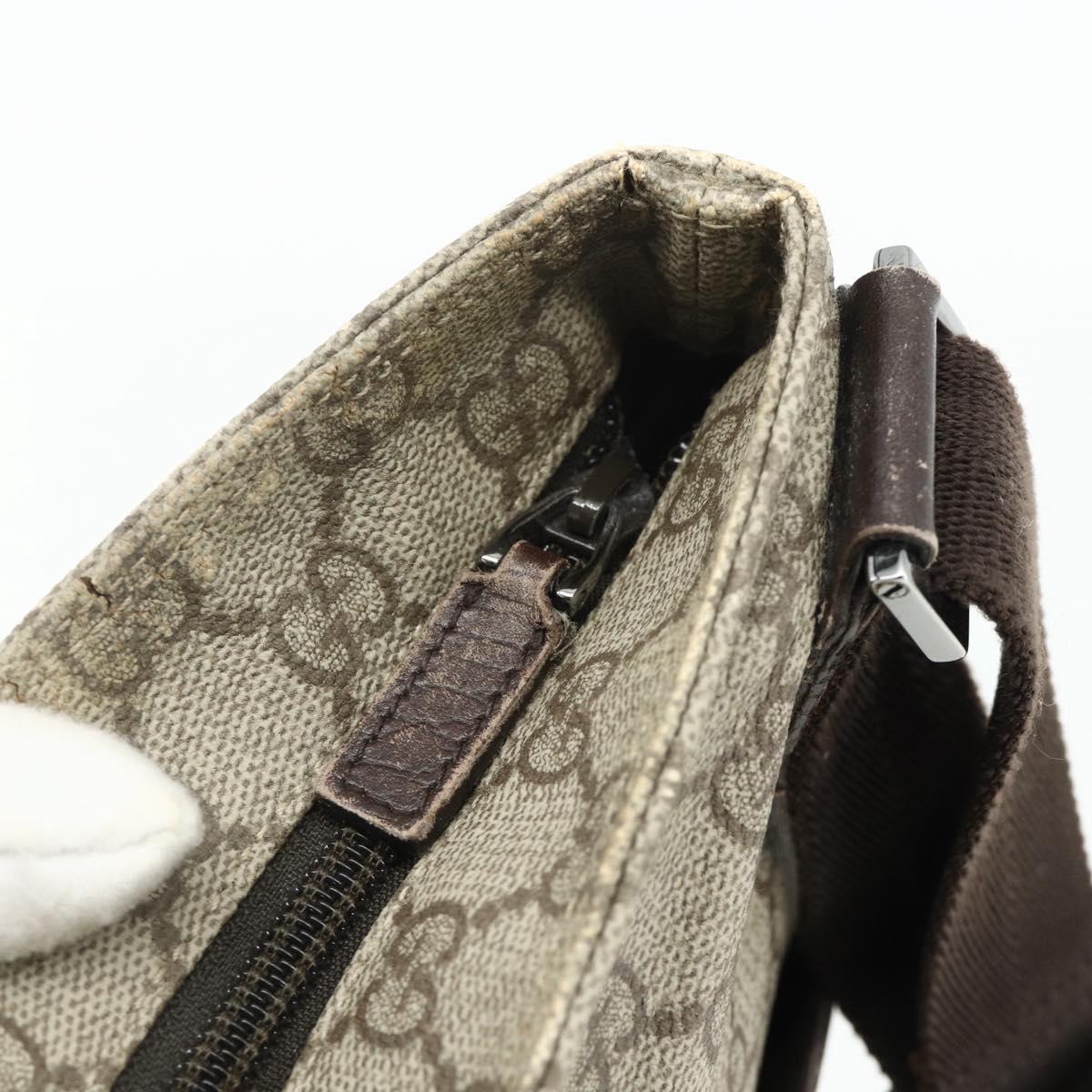 GUCCI GG Supreme Shoulder Bag PVC Leather Beige Silver 141198 Auth 179200