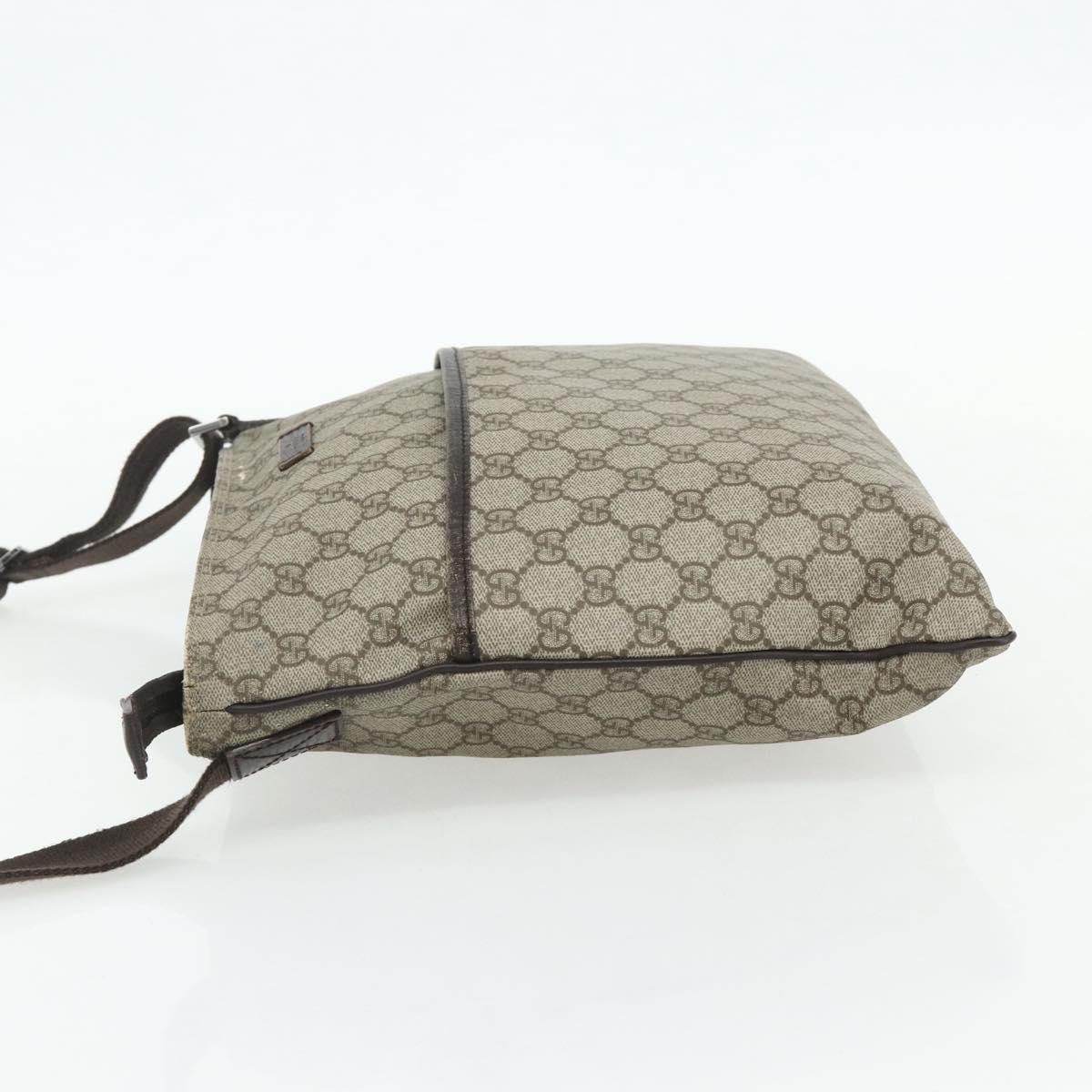 GUCCI GG Supreme Shoulder Bag PVC Leather Beige Silver 141198 Auth 179200