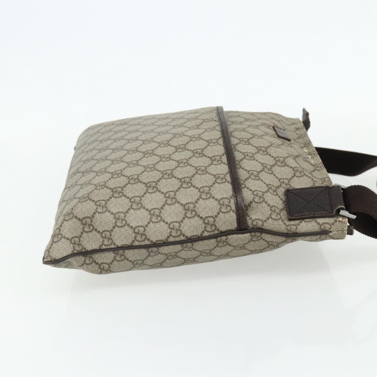 GUCCI GG Supreme Shoulder Bag PVC Leather Beige Silver 141198 Auth 179200