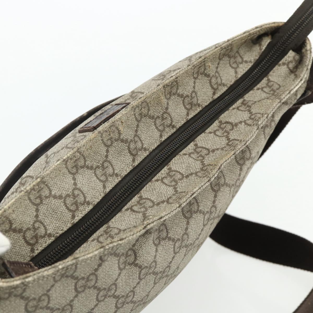 GUCCI GG Supreme Shoulder Bag PVC Leather Beige Silver 141198 Auth 179200