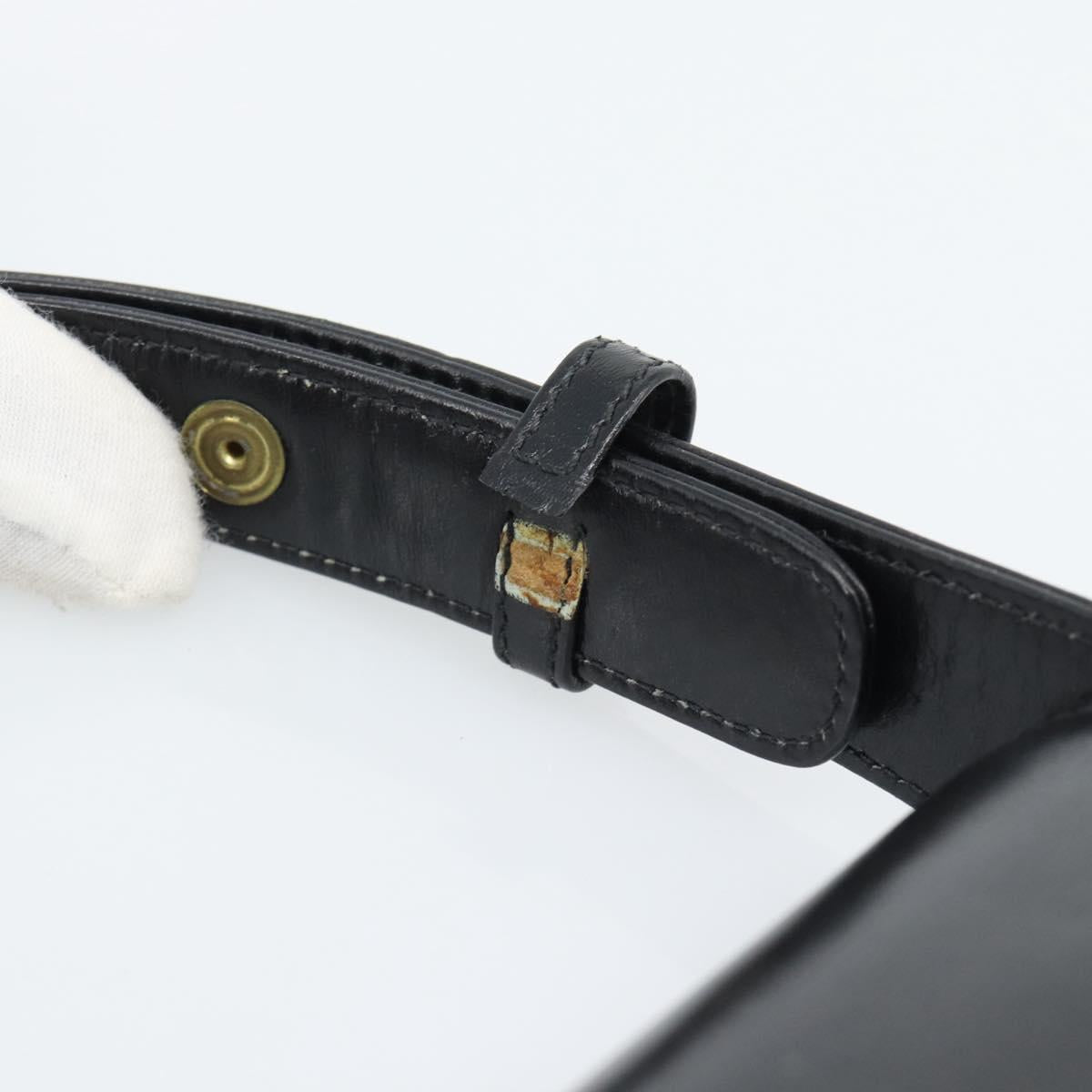 GUCCI Shoulder Bag Leather Black Gold Auth 179201A