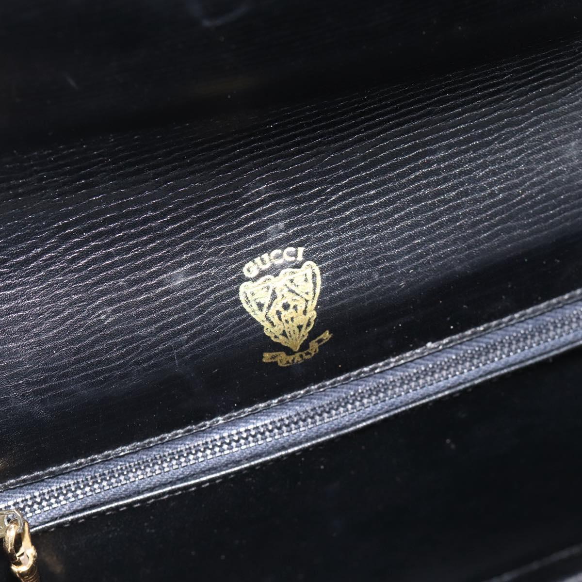 GUCCI Shoulder Bag Leather Black Gold Auth 179201A
