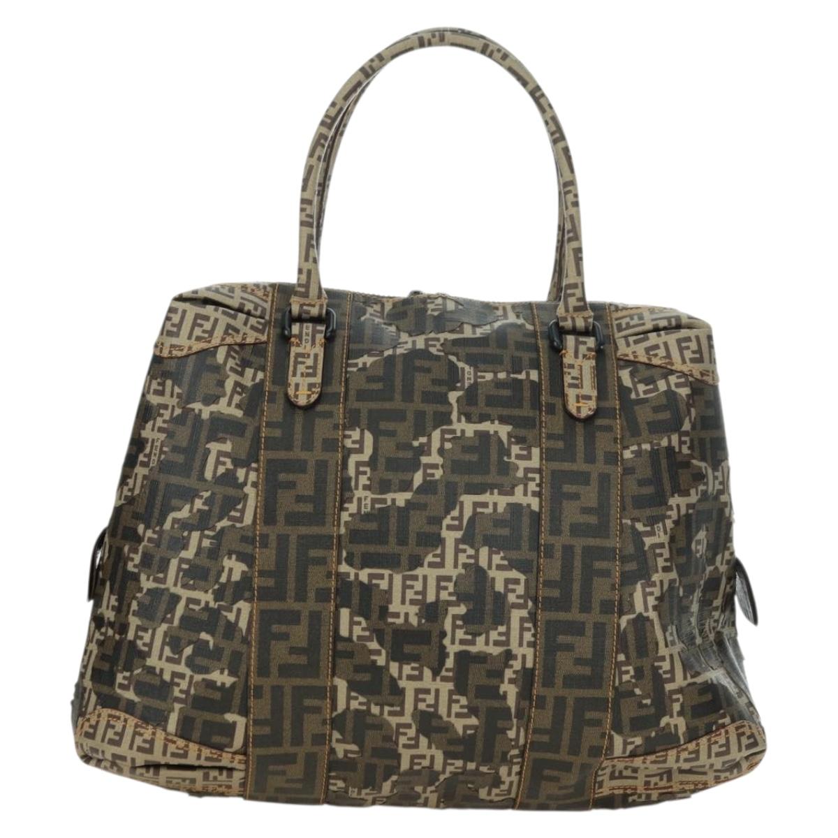FENDI Zucca Canvas Hand Bag Beige Auth 179203SM