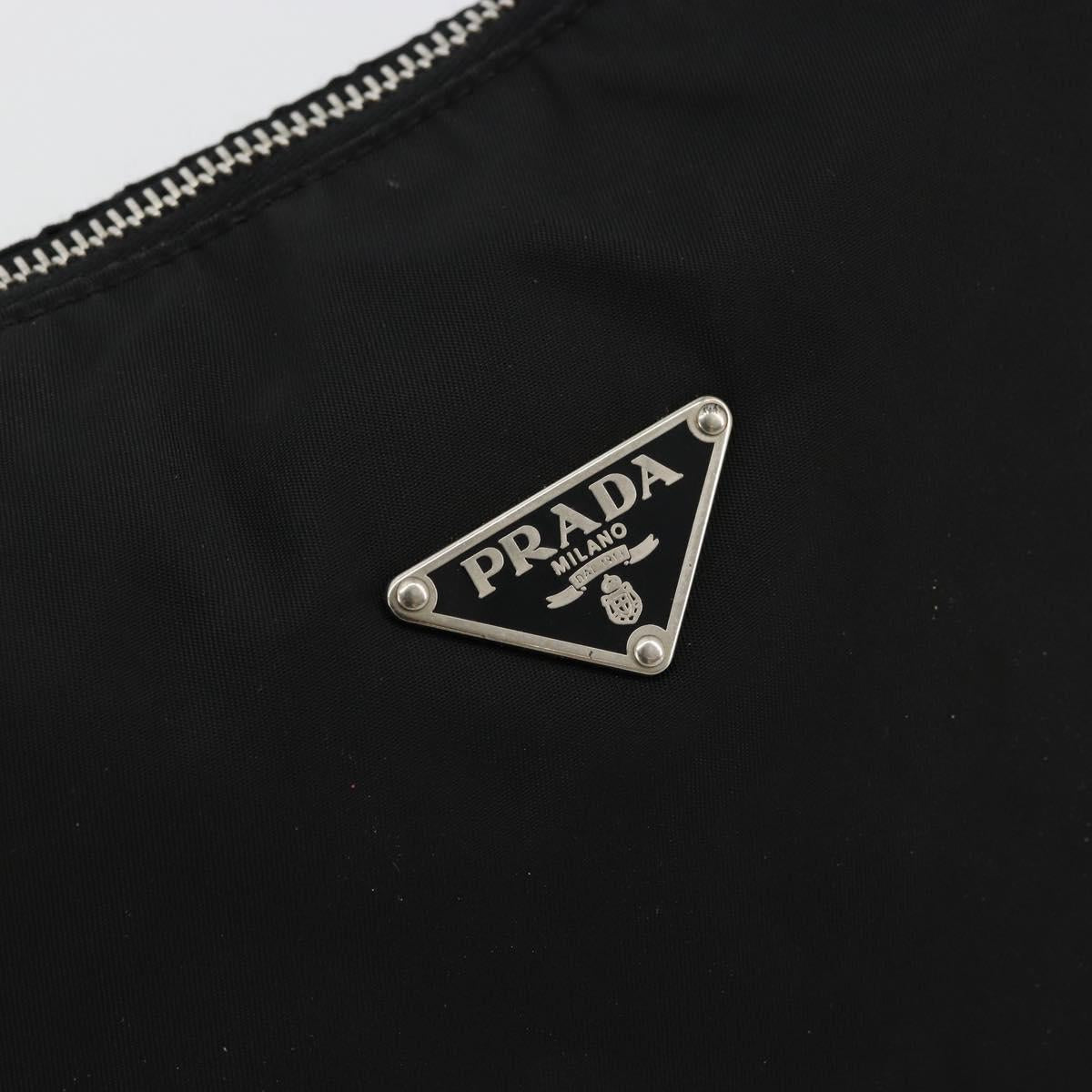 PRADA Shoulder Bag Nylon Black Silver Auth 179204A