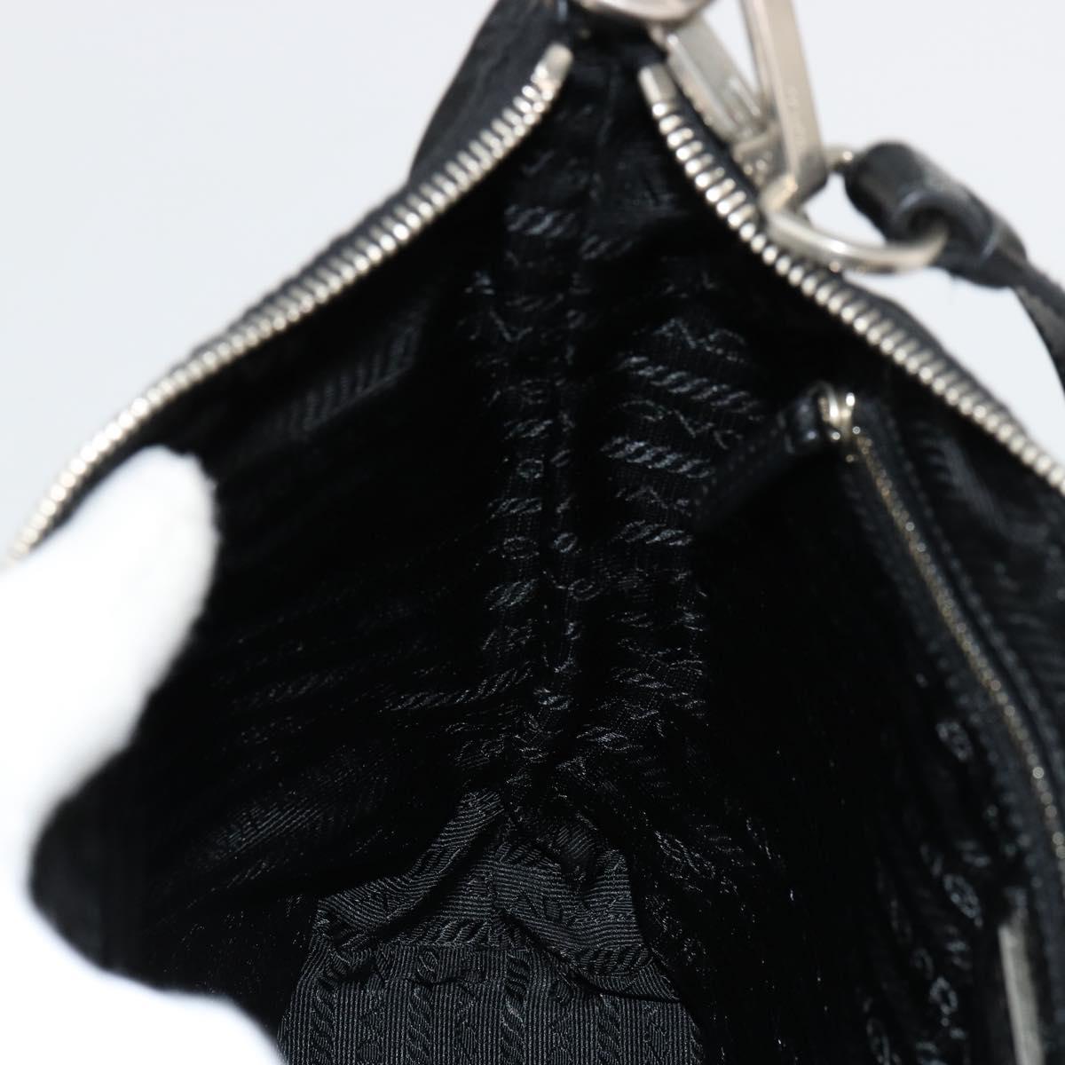 PRADA Shoulder Bag Nylon Black Silver Auth 179204A