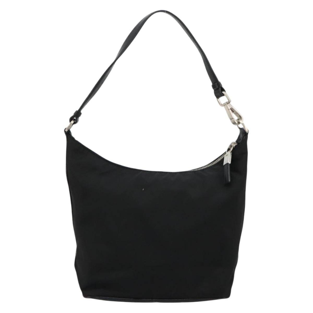 PRADA Shoulder Bag Nylon Black Silver Auth 179204A