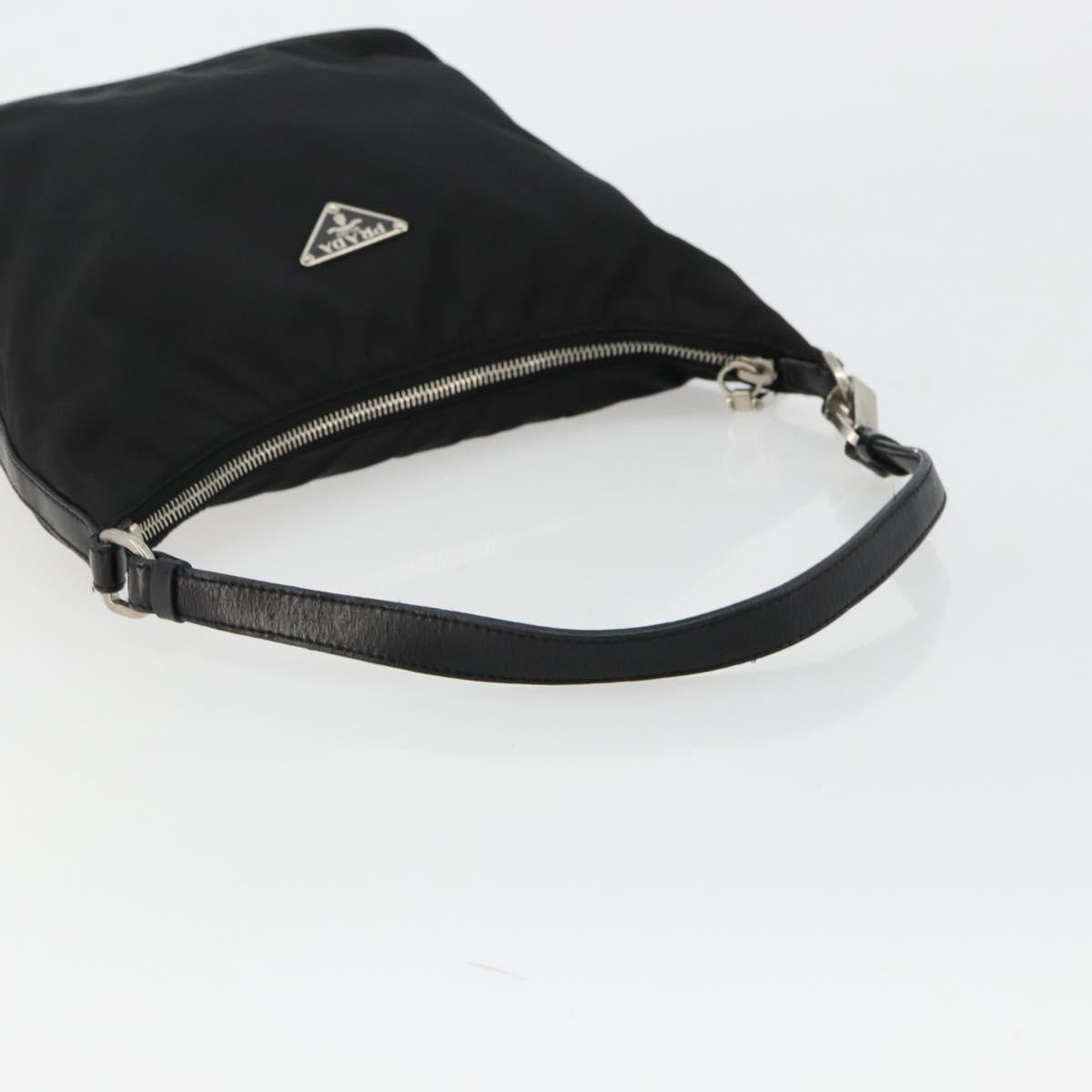 PRADA Shoulder Bag Nylon Black Silver Auth 179204A