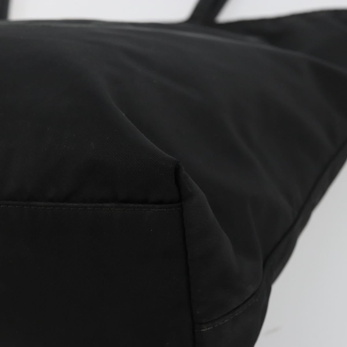 PRADA Tote Bag Nylon Black Gold Auth 179207