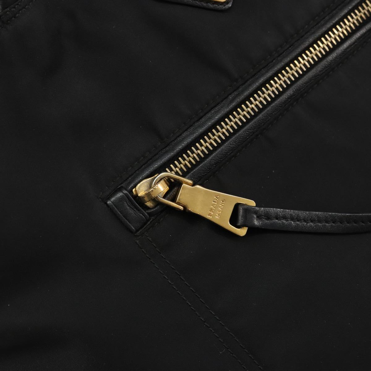 PRADA Tote Bag Nylon Black Gold Auth 179207