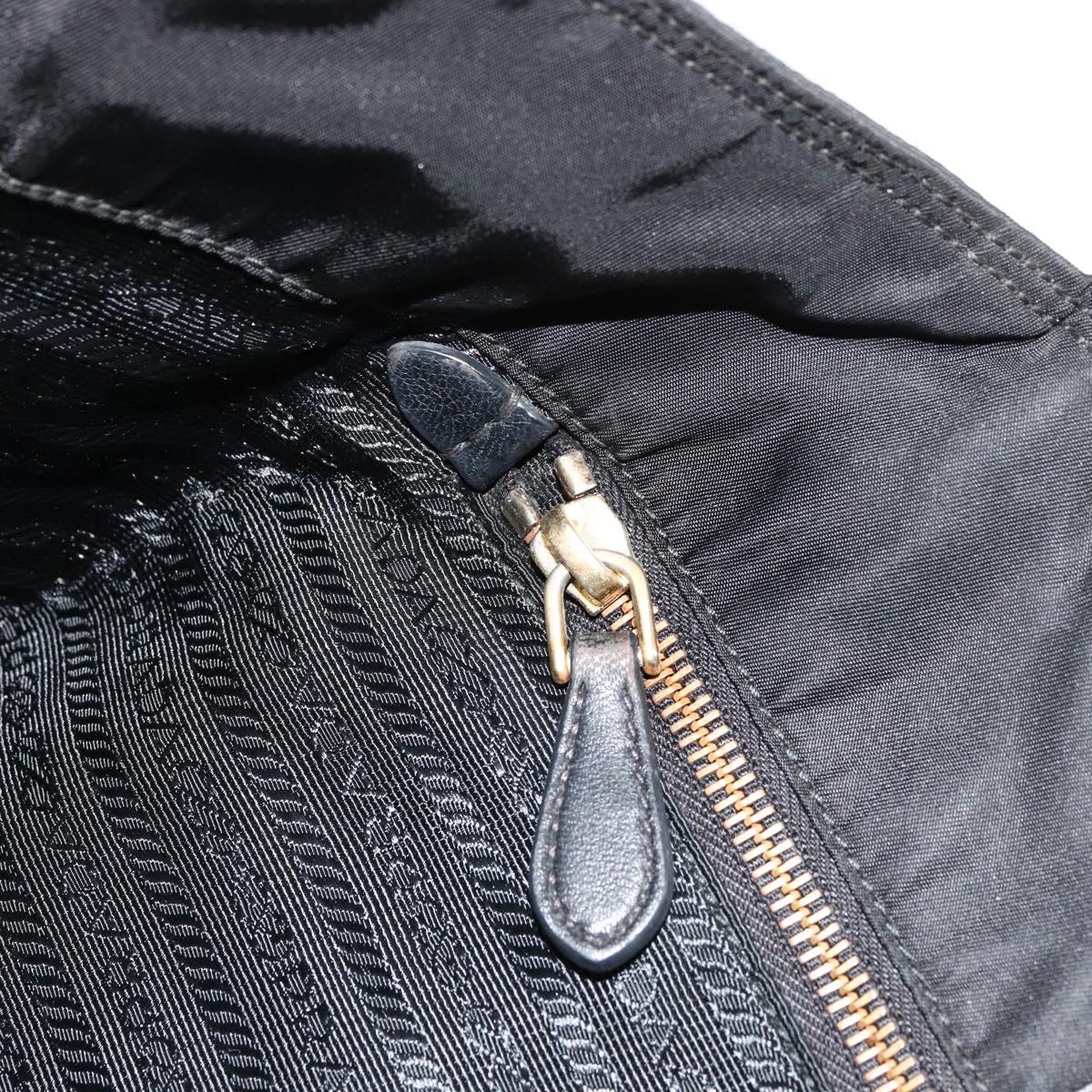 PRADA Tote Bag Nylon Black Gold Auth 179207