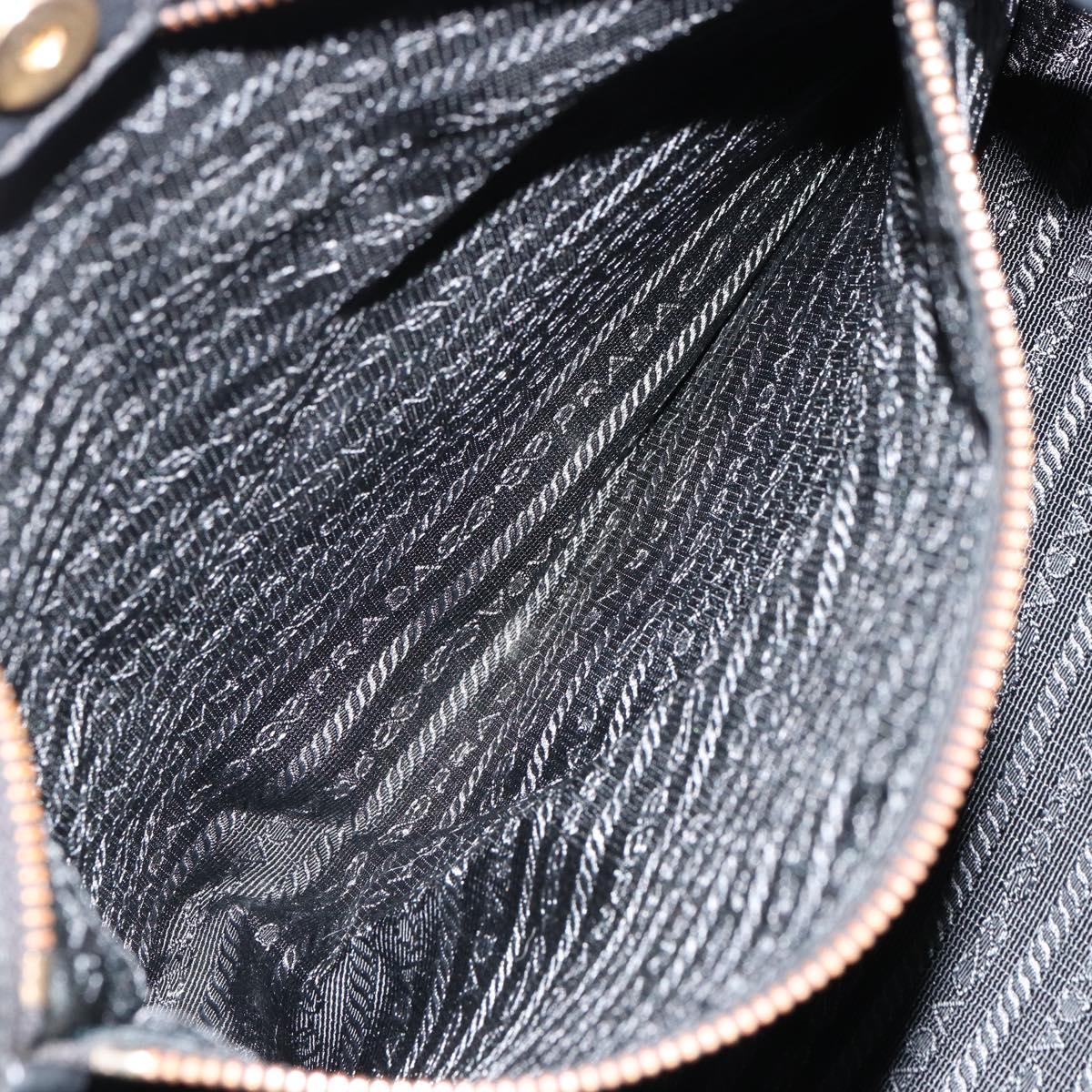 PRADA Tote Bag Nylon Black Gold Auth 179207