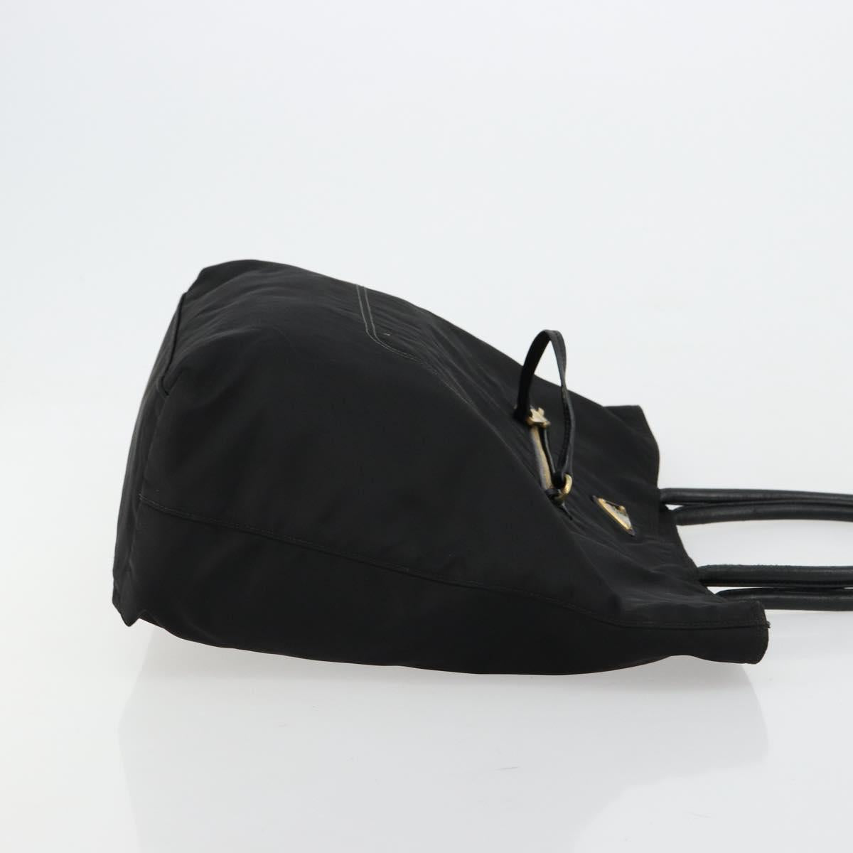 PRADA Tote Bag Nylon Black Gold Auth 179207