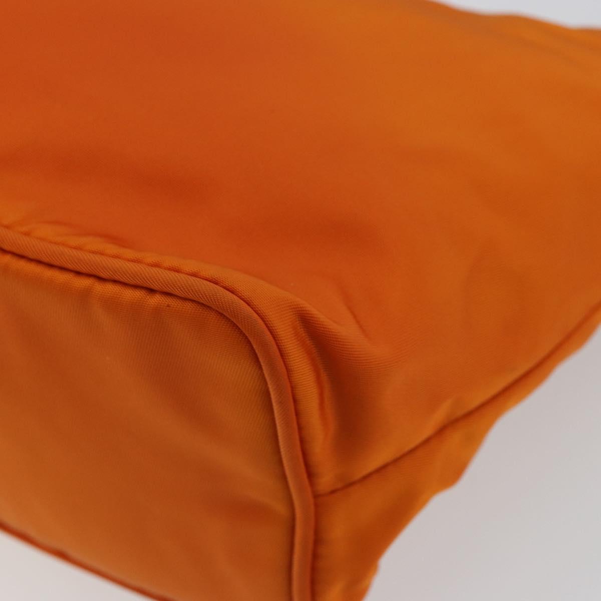 PRADA Shoulder Bag Nylon Orange Silver Auth 179208A