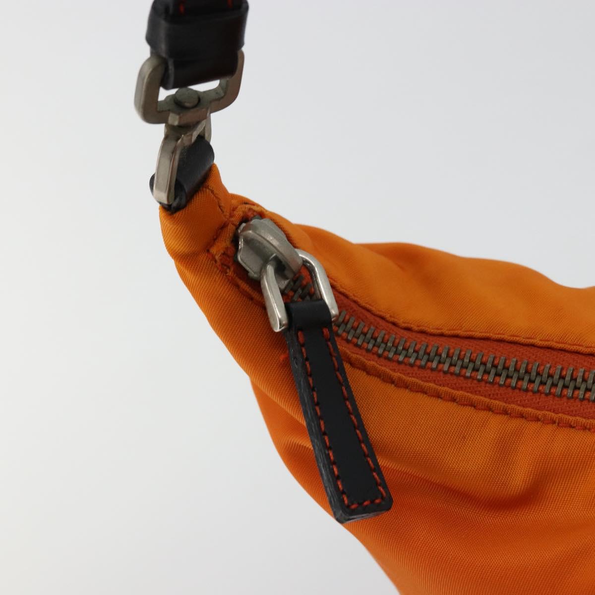 PRADA Shoulder Bag Nylon Orange Silver Auth 179208A