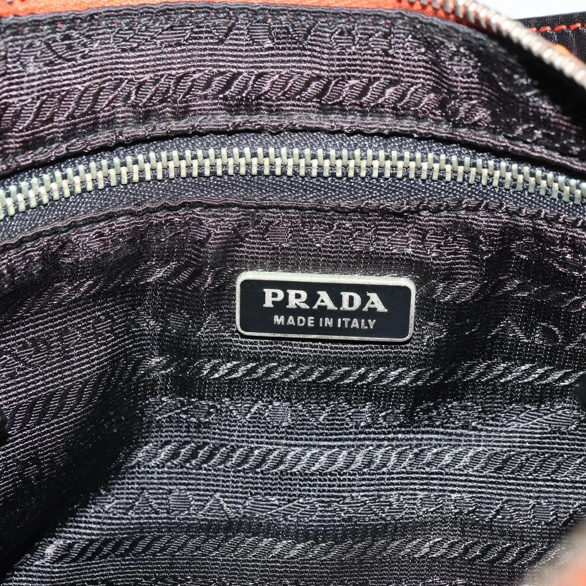 PRADA Shoulder Bag Nylon Orange Silver Auth 179208A