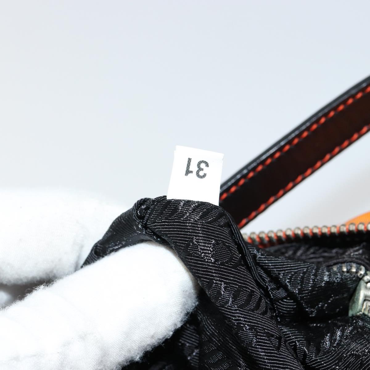 PRADA Shoulder Bag Nylon Orange Silver Auth 179208A