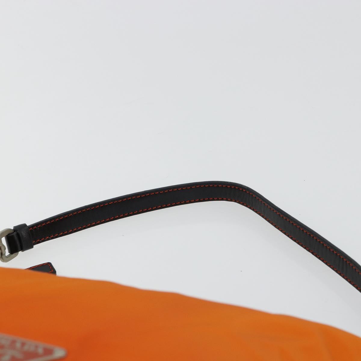 PRADA Shoulder Bag Nylon Orange Silver Auth 179208A