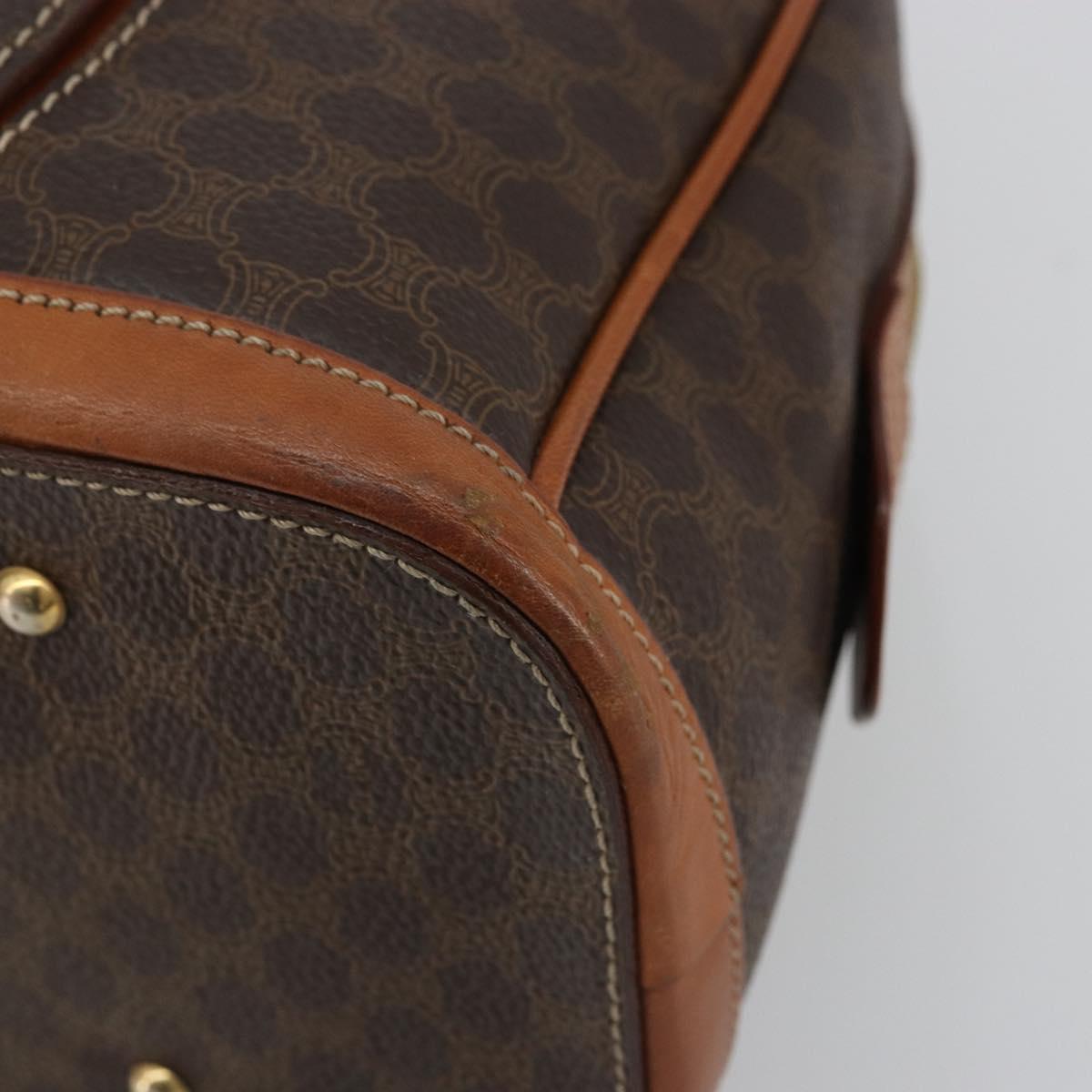 CELINE Macadam Canvas Hand Bag PVC Leather Gold Brown Auth 179210A