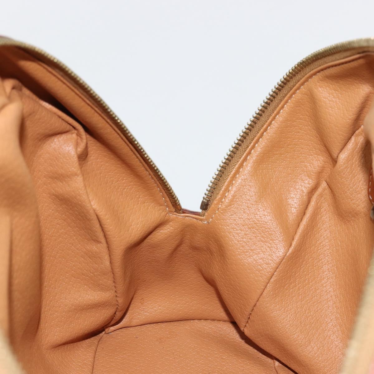 CELINE Macadam Canvas Hand Bag PVC Leather Gold Brown Auth 179210A