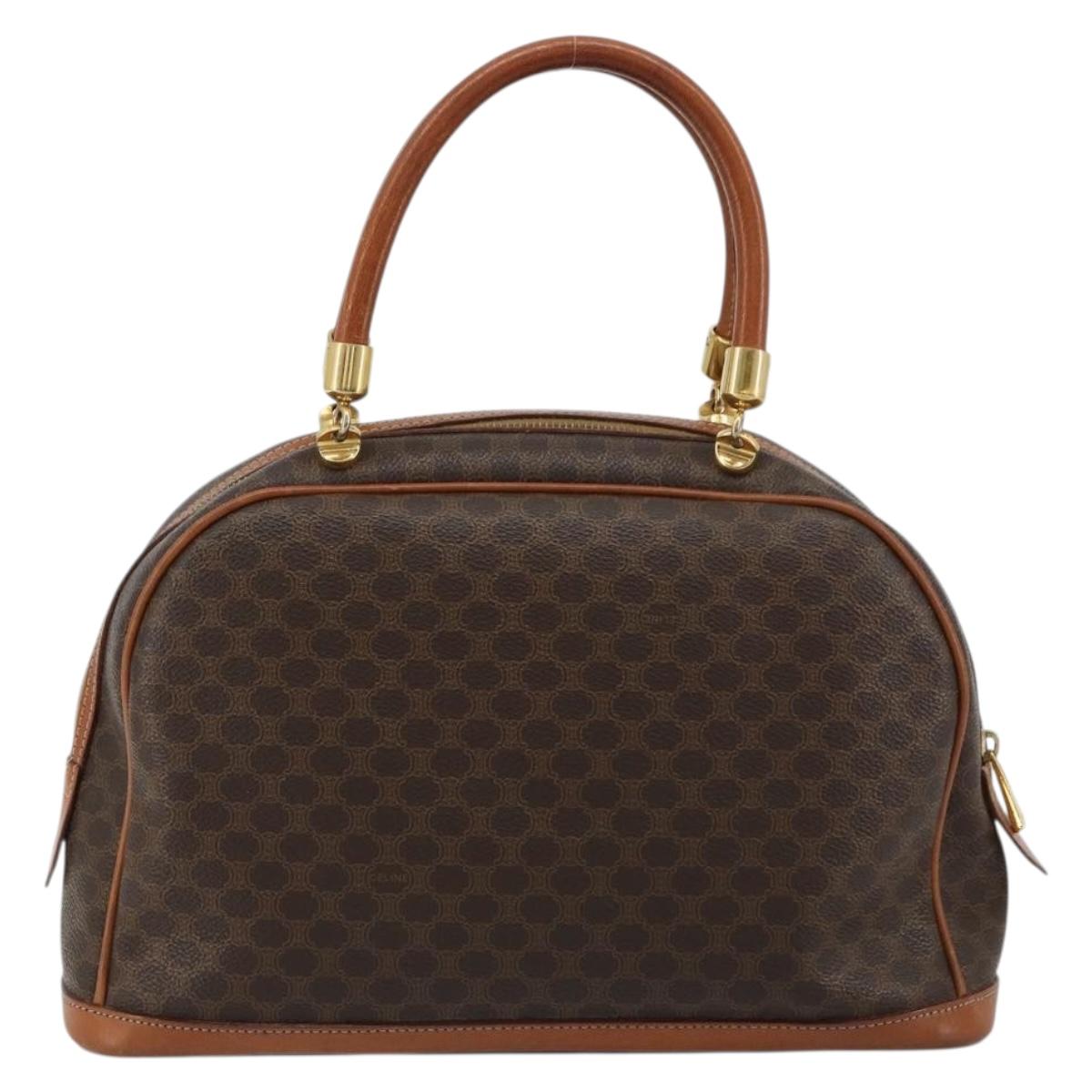 CELINE Macadam Canvas Hand Bag PVC Leather Gold Brown Auth 179210A