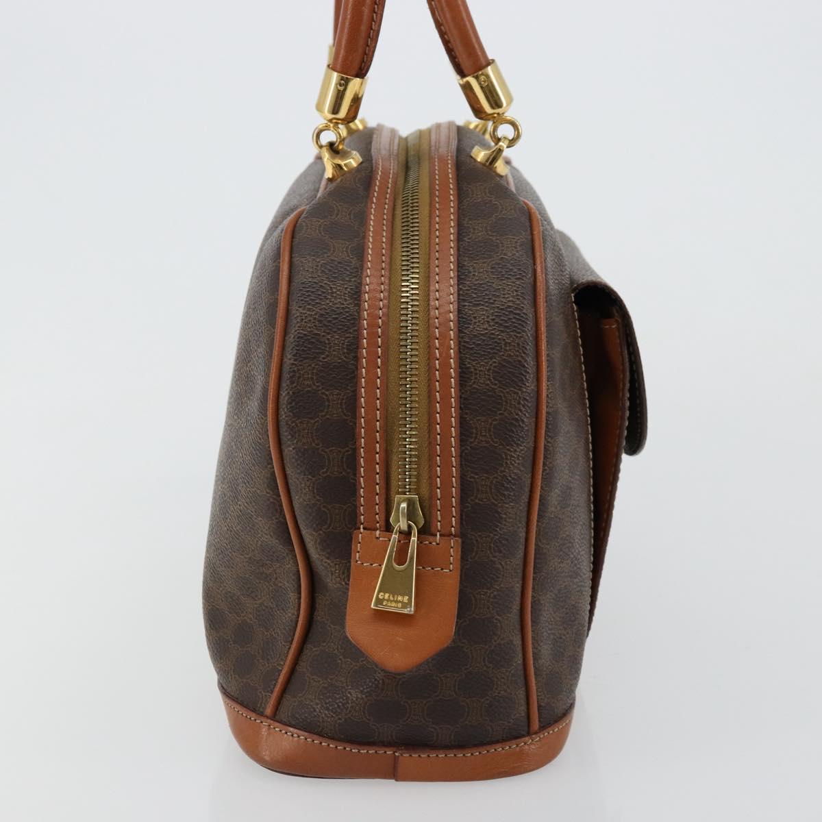 CELINE Macadam Canvas Hand Bag PVC Leather Gold Brown Auth 179210A