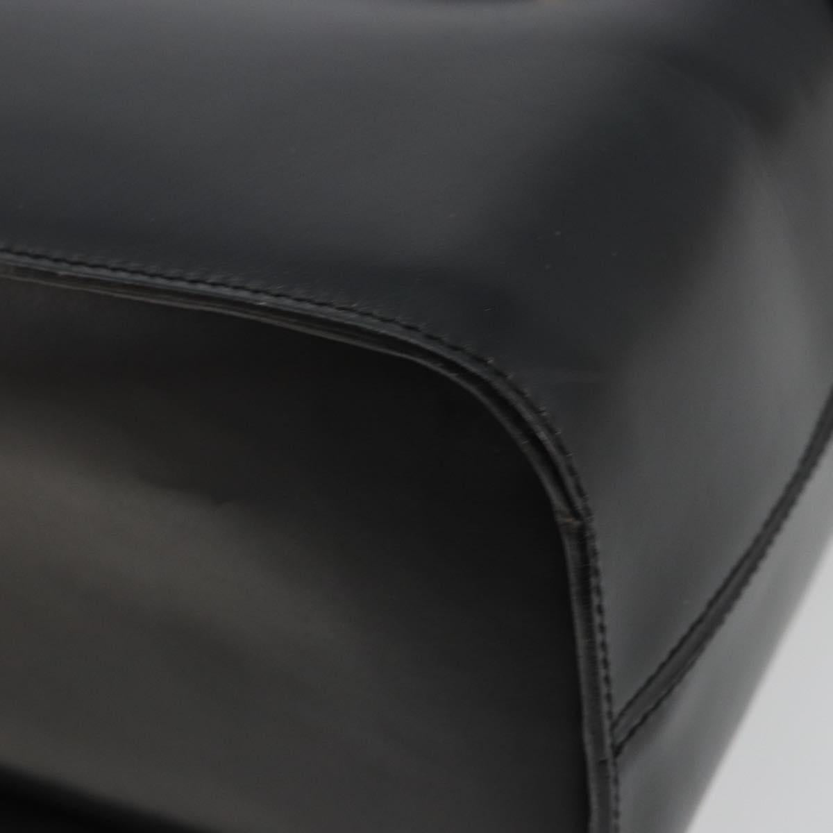CELINE Vanity Cosmetic Pouch Leather Black Gold Auth 179213
