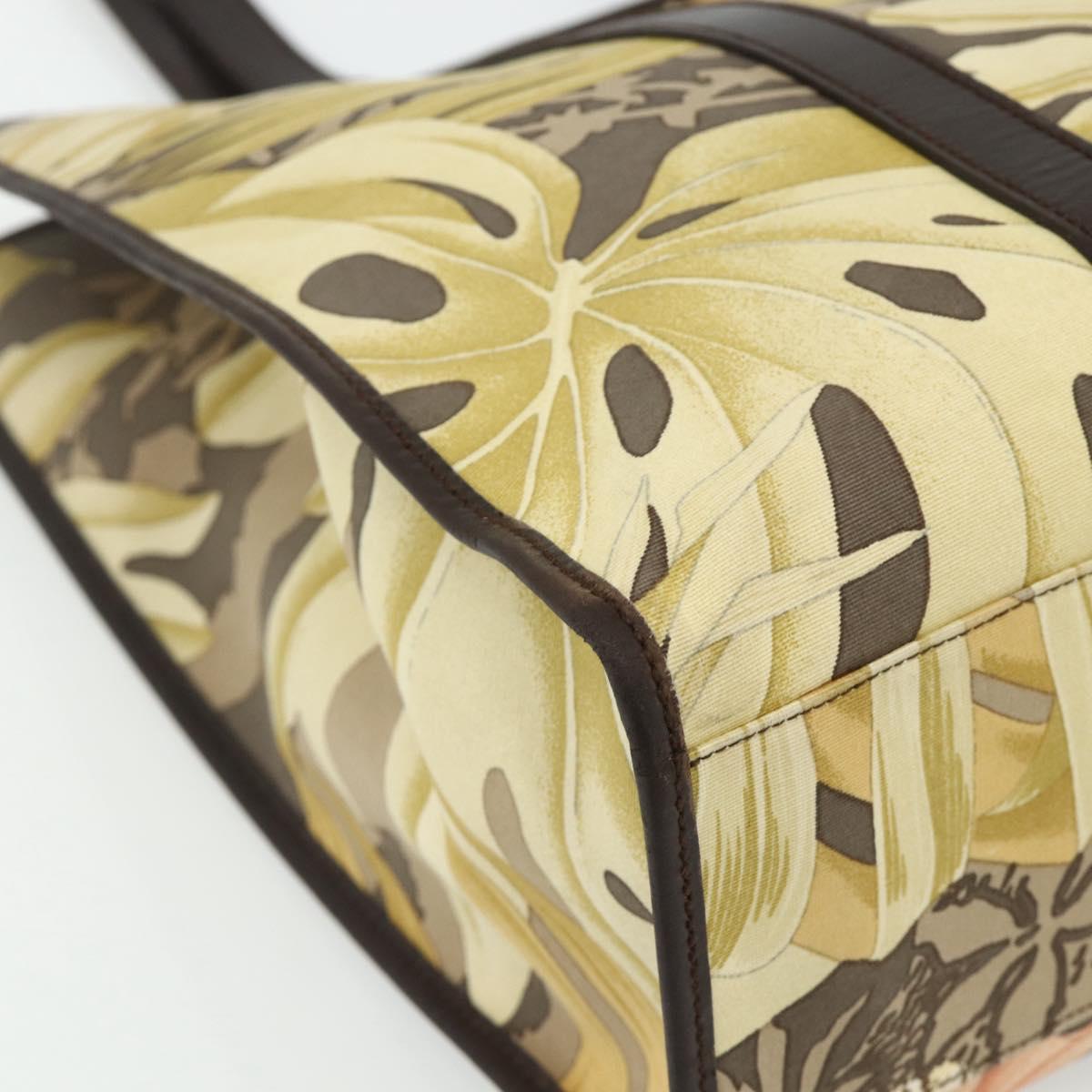 Salvatore Ferragamo Tote Bag Nylon Brown Gold Auth 179217A