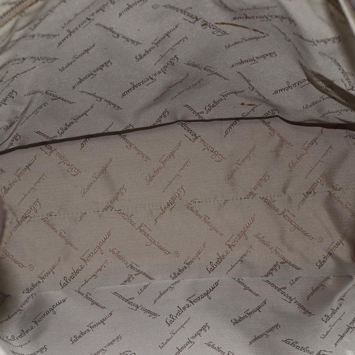 Salvatore Ferragamo Tote Bag Nylon Brown Gold Auth 179217A