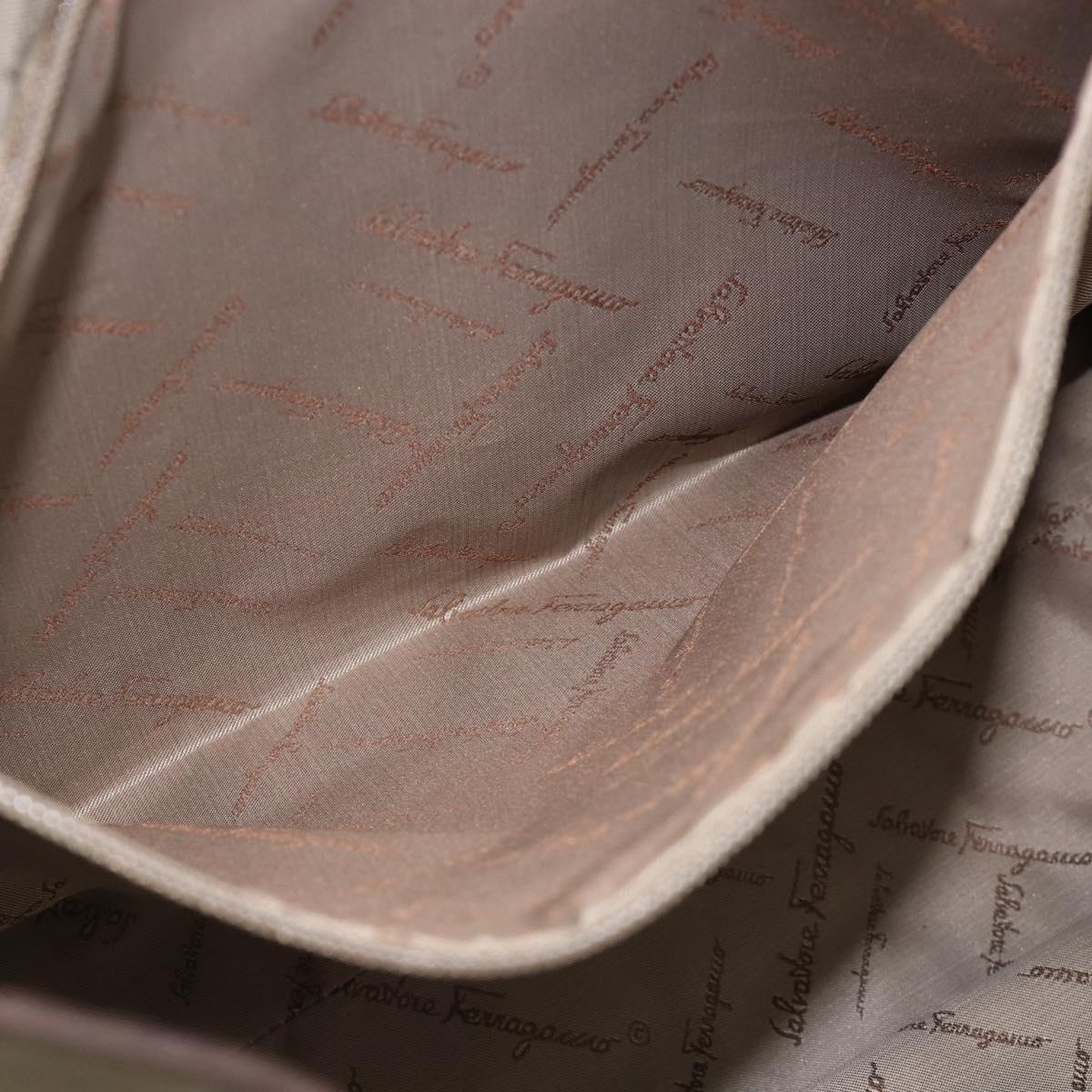 Salvatore Ferragamo Tote Bag Nylon Brown Gold Auth 179217A