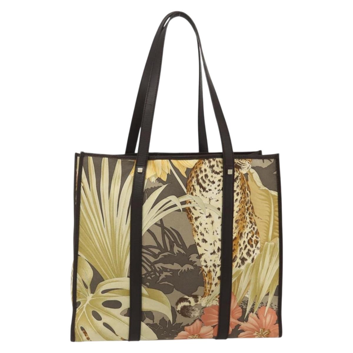 Salvatore Ferragamo Tote Bag Nylon Brown Gold Auth 179217A
