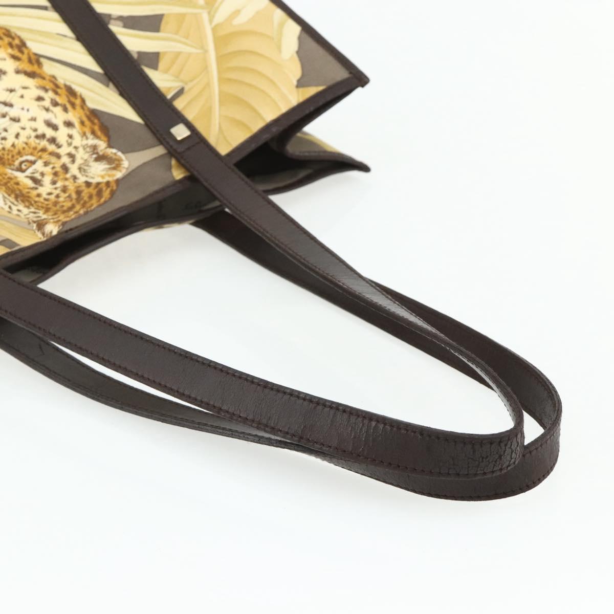 Salvatore Ferragamo Tote Bag Nylon Brown Gold Auth 179217A