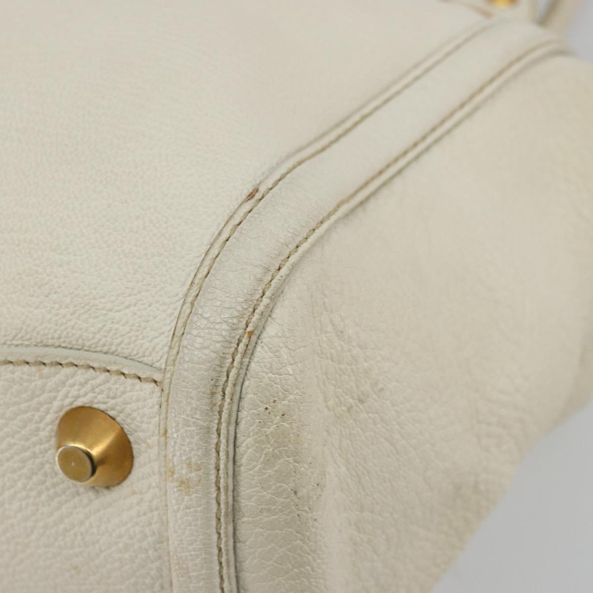 Miu Miu Tote Bag Leather White Gold Auth 179220A