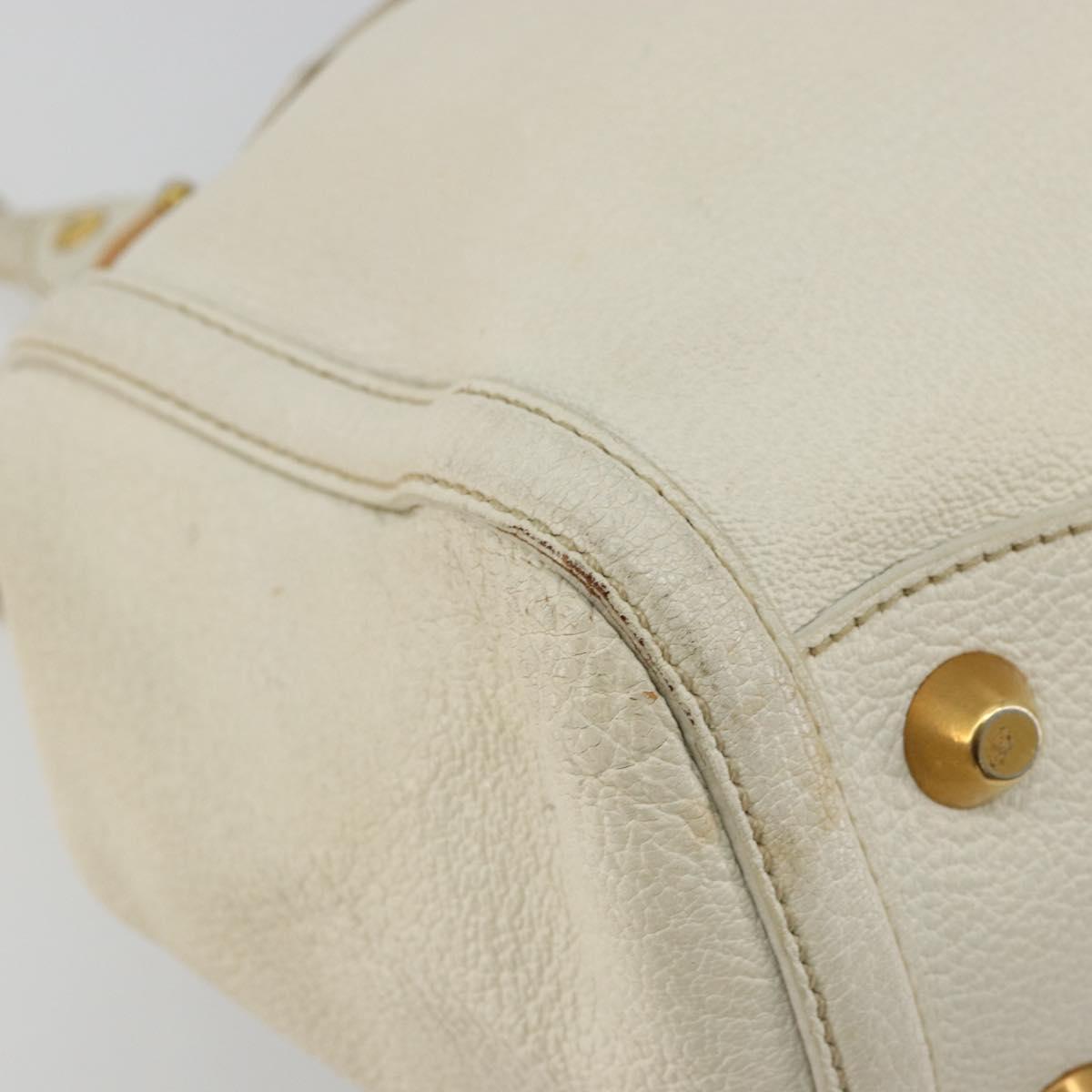 Miu Miu Tote Bag Leather White Gold Auth 179220A