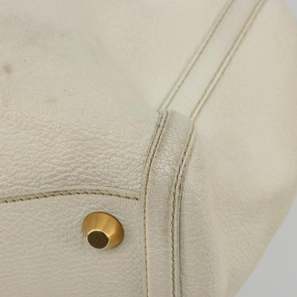 Miu Miu Tote Bag Leather White Gold Auth 179220A