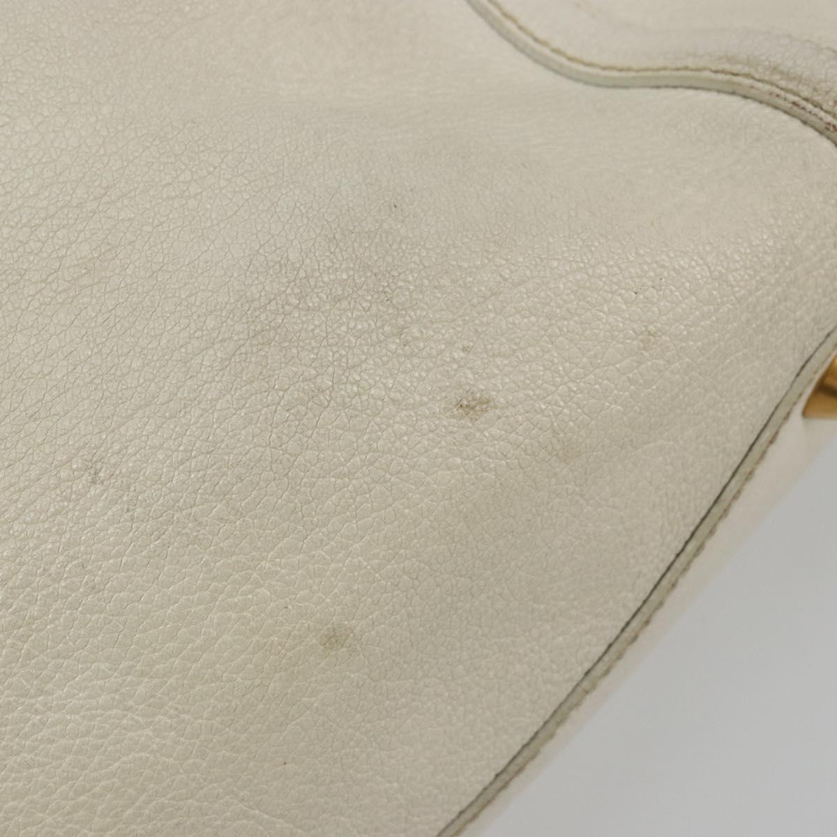 Miu Miu Tote Bag Leather White Gold Auth 179220A