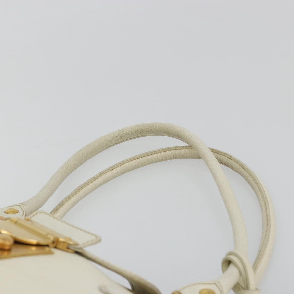 Miu Miu Tote Bag Leather White Gold Auth 179220A
