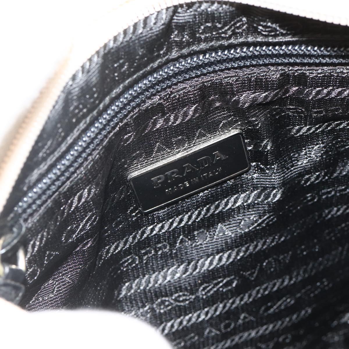 PRADA Hand Bag Leather Tweed Black Silver Auth 179221A