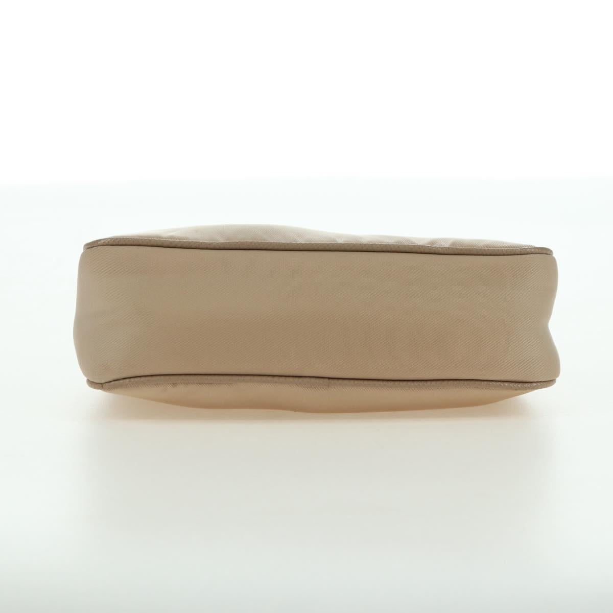PRADA Shoulder Bag Nylon 2way Beige Silver Auth 179223M