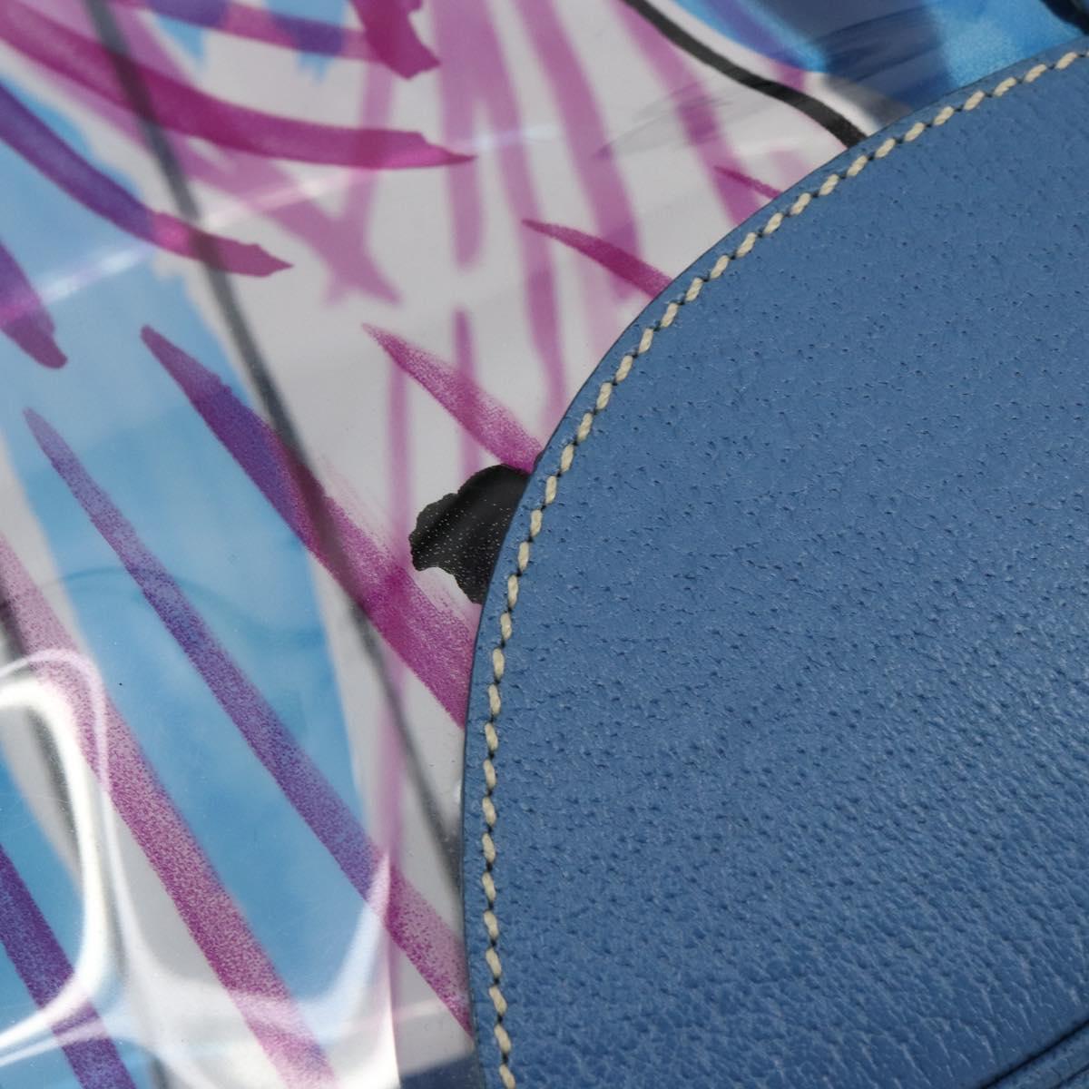 PRADA Hand Bag Vinyl Clear Blue Auth 179224A