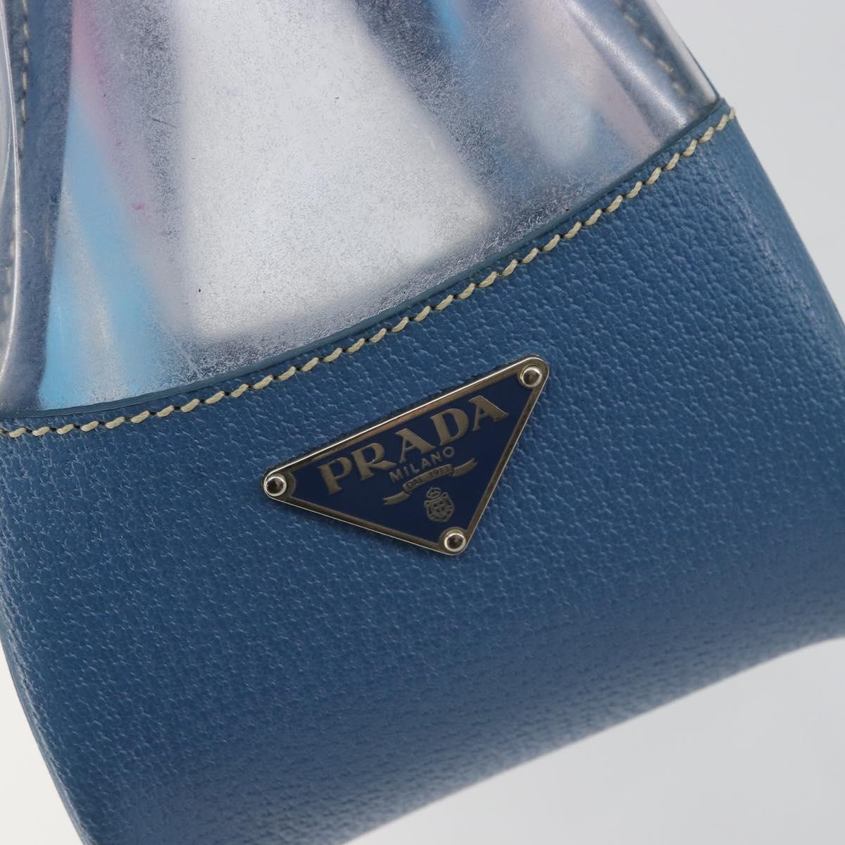 PRADA Hand Bag Vinyl Clear Blue Auth 179224A