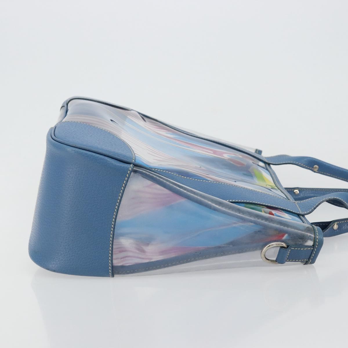 PRADA Hand Bag Vinyl Clear Blue Auth 179224A