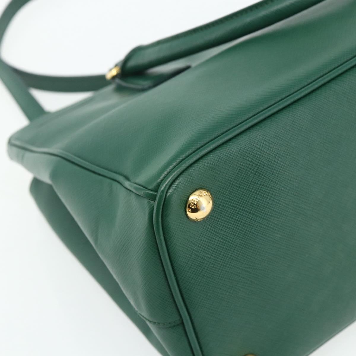 PRADA Hand Bag Safiano leather 2way Green Gold Auth 179225A