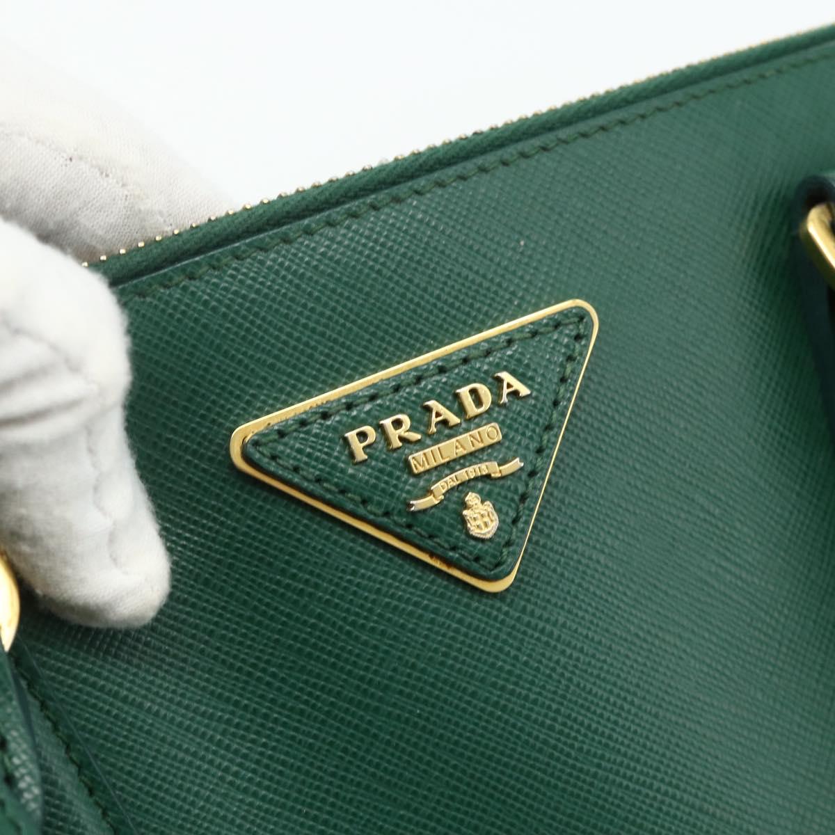 PRADA Hand Bag Safiano leather 2way Green Gold Auth 179225A