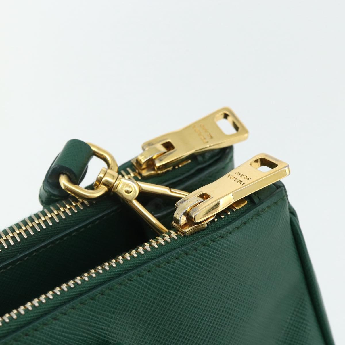 PRADA Hand Bag Safiano leather 2way Green Gold Auth 179225A
