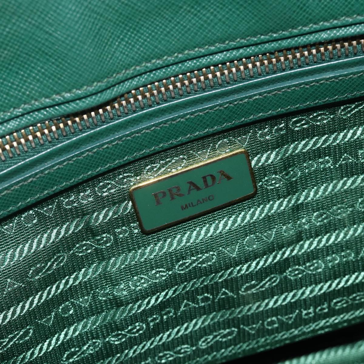 PRADA Hand Bag Safiano leather 2way Green Gold Auth 179225A