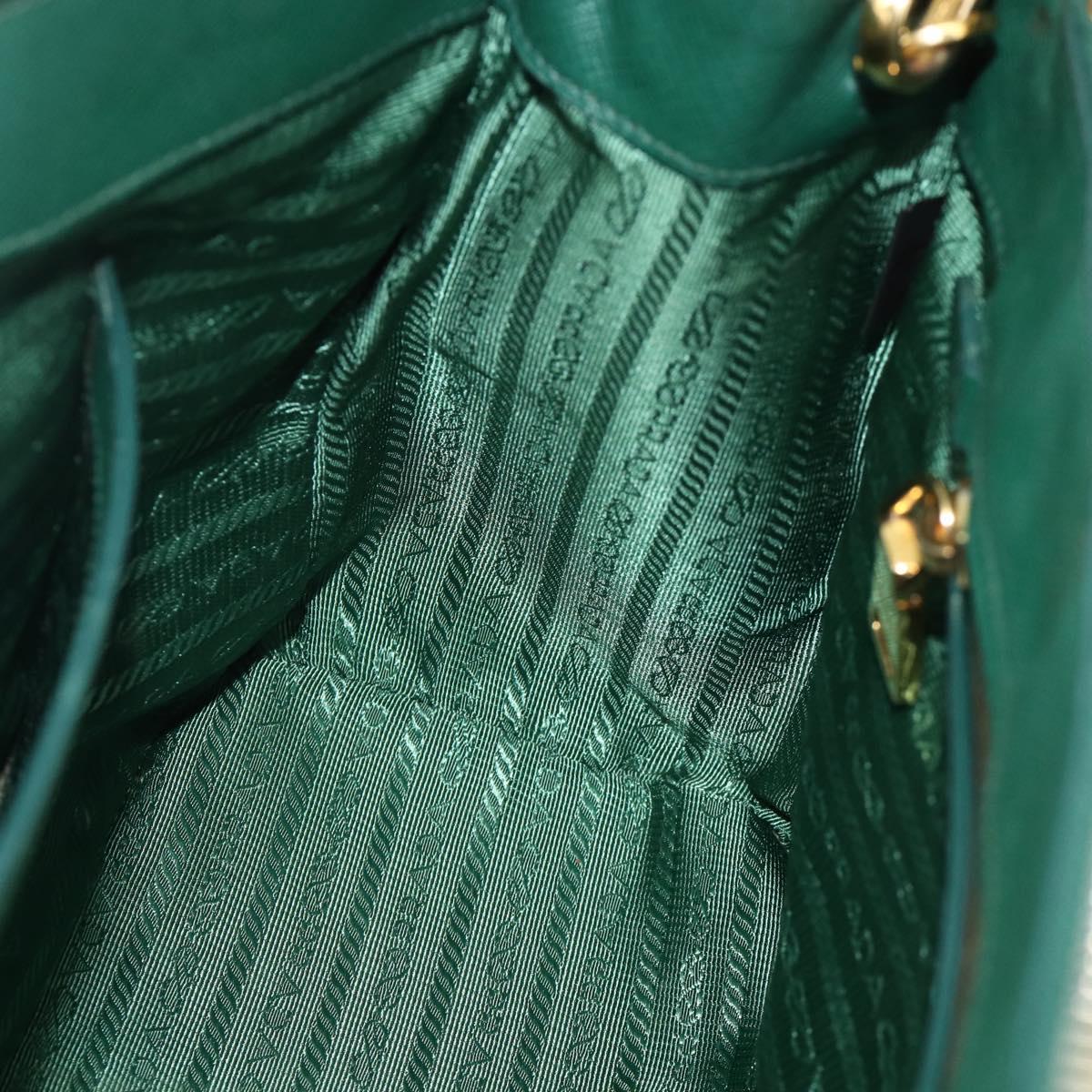 PRADA Hand Bag Safiano leather 2way Green Gold Auth 179225A