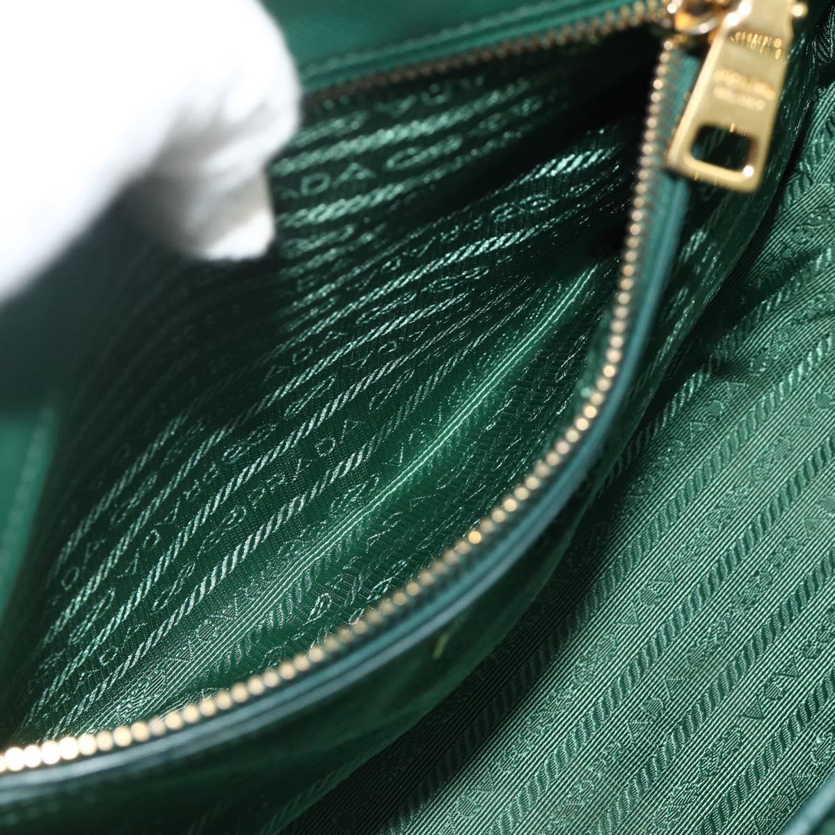 PRADA Hand Bag Safiano leather 2way Green Gold Auth 179225A