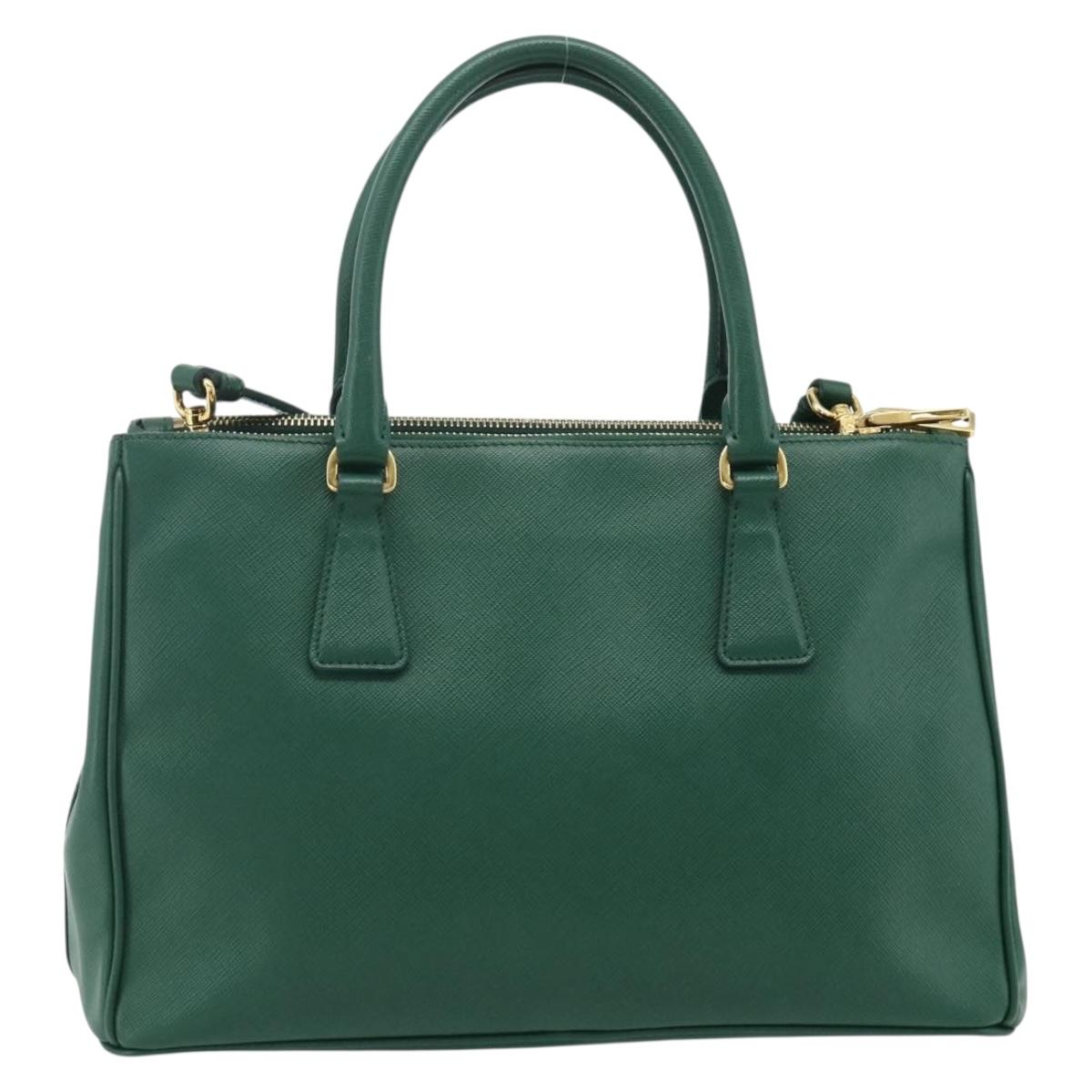 PRADA Hand Bag Safiano leather 2way Green Gold Auth 179225A
